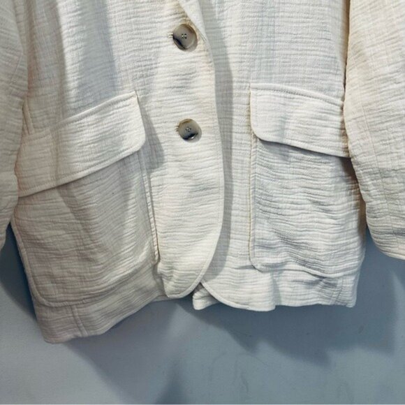Madewell Cotton-Linen Relaxed Larsen Blazer in a cream color Size Large NWOT - Picture 6 of 15